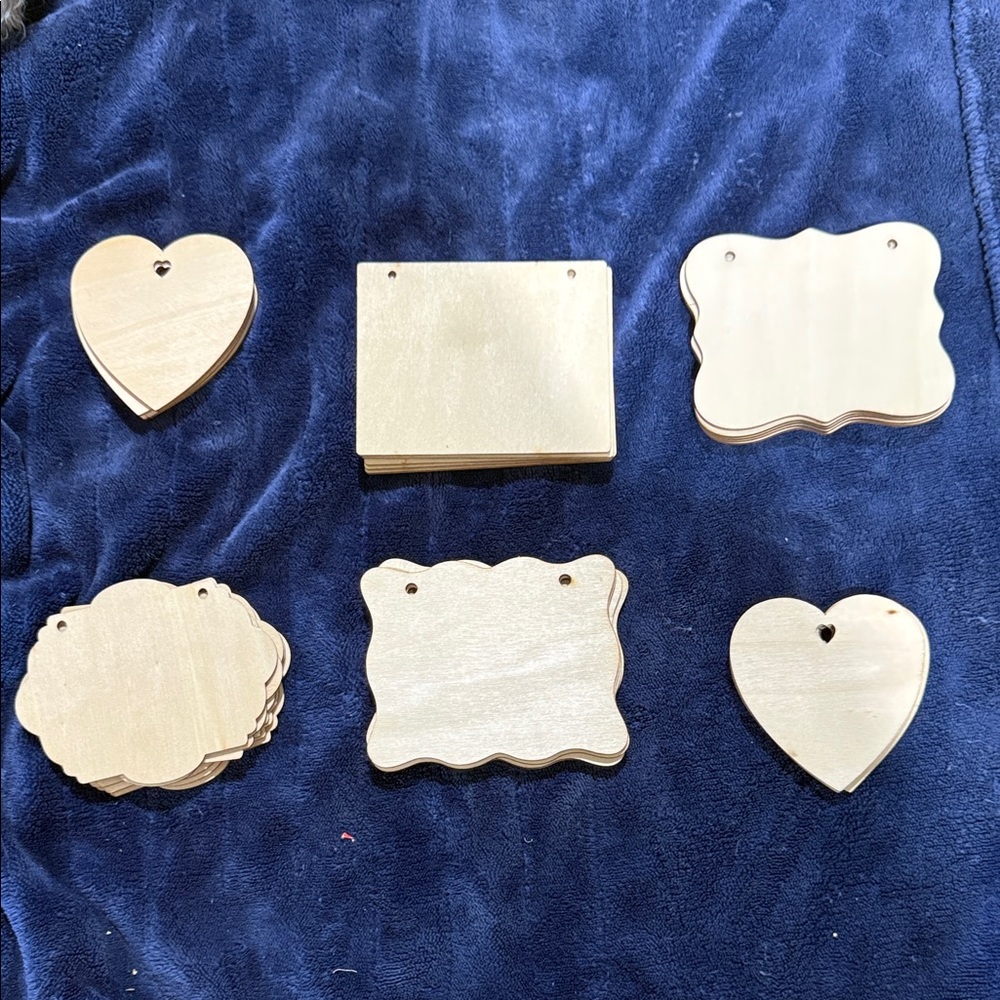 30 Blank Wooden Tags and Shapes Set - Natural Wood